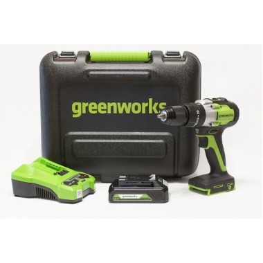 Шуруповерт, дрель аккумуляторная Greenworks GD24DD60K2-0