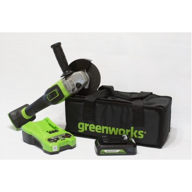 Угловая шлифовальная машина аккумуляторная Greenworks GD24AGK2.-0