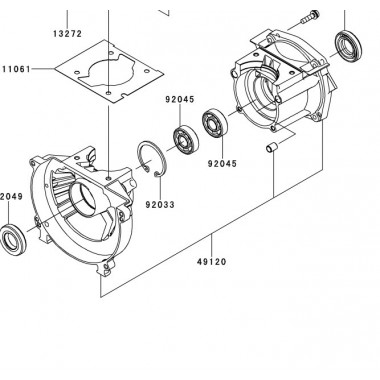 Картер в сборе с коленвалом Kawasaki TJ53E ОРИГИНАЛ 49120-0
