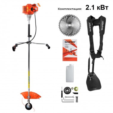 Мотокоса Skiper GTP2101 2.1 кВт триммерная головка, диск/нож, двухплечевой ремень-0