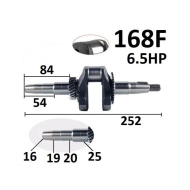Коленвал бензогенератора 2-4 кВт (168F 170F конус 19мм) LT, PE 2500-4000-0
