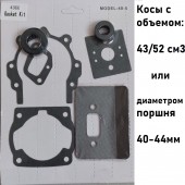 Набор прокладок двигателя китайской мотокосы с сальниками 43/52 см3