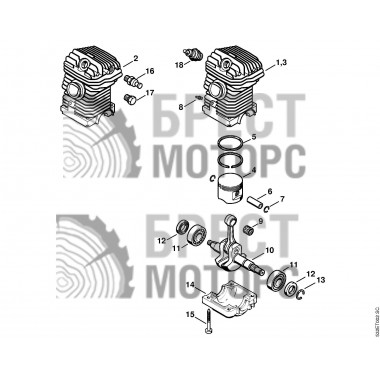 Коленвал бензопилы STIHL MS 230/250 арт.1123 030 0408-1