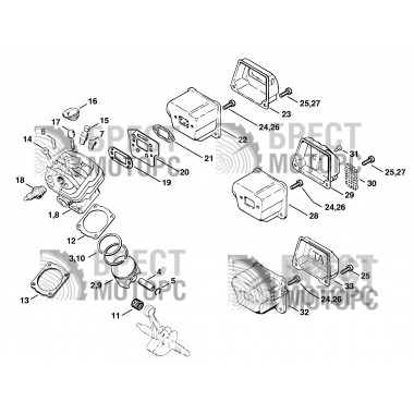 Цилиндр с поршнем STIHL MS 260 D 44,7 1121 020 1217-1