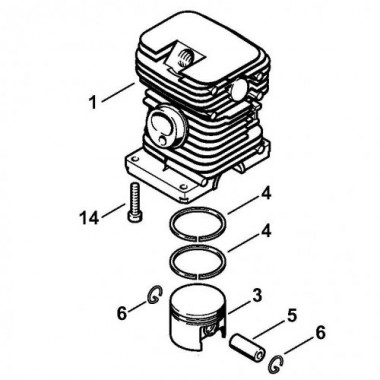 Цилиндр с поршнем STIHL MS 180 D38 11300201208-1